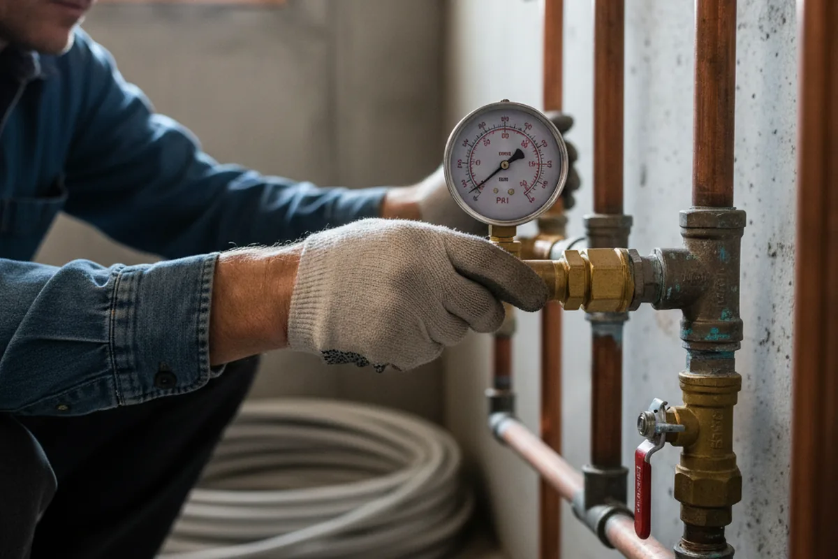 Pressure testing a repaired line during Water Line Repair in Partridge